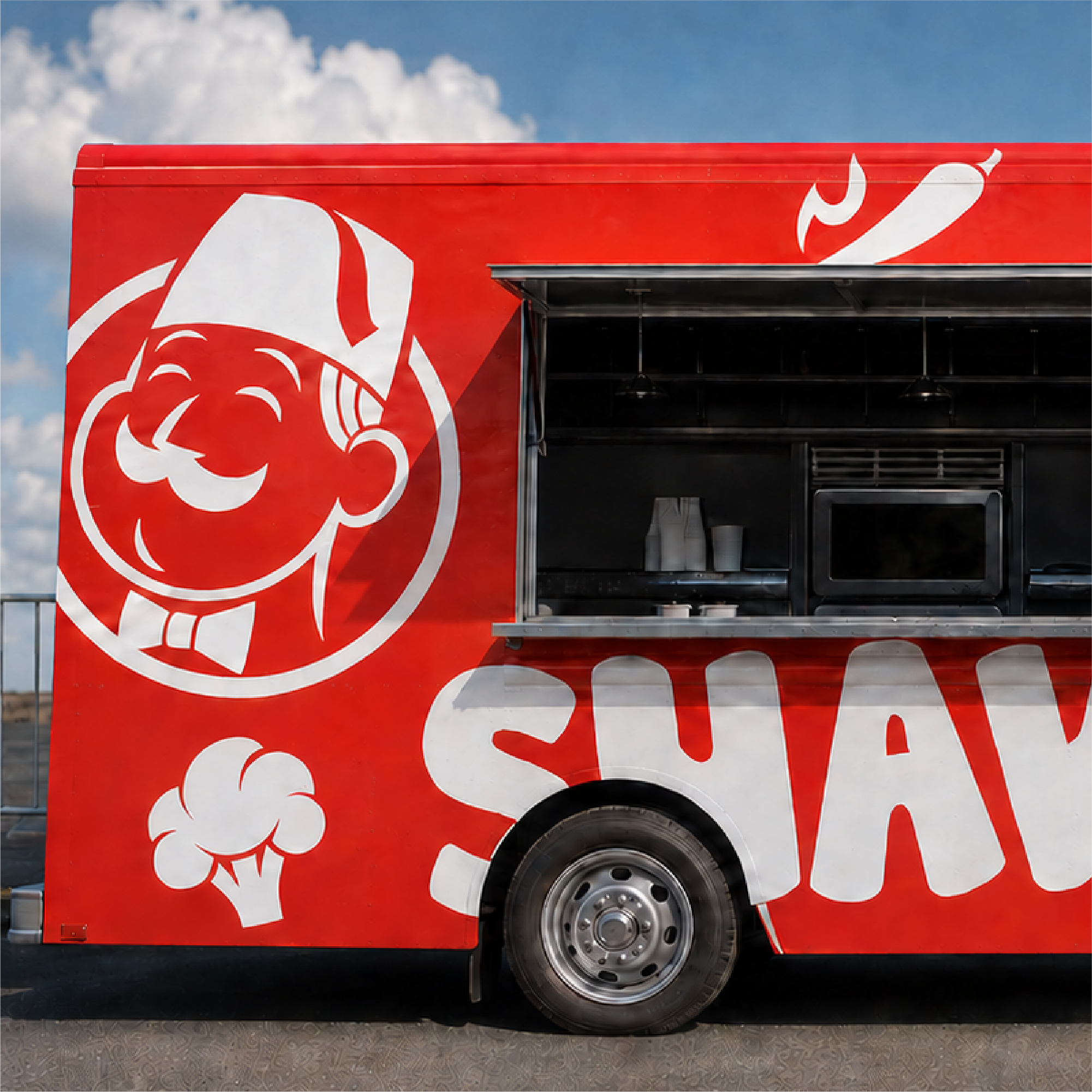 left side of fast food truck mockup
