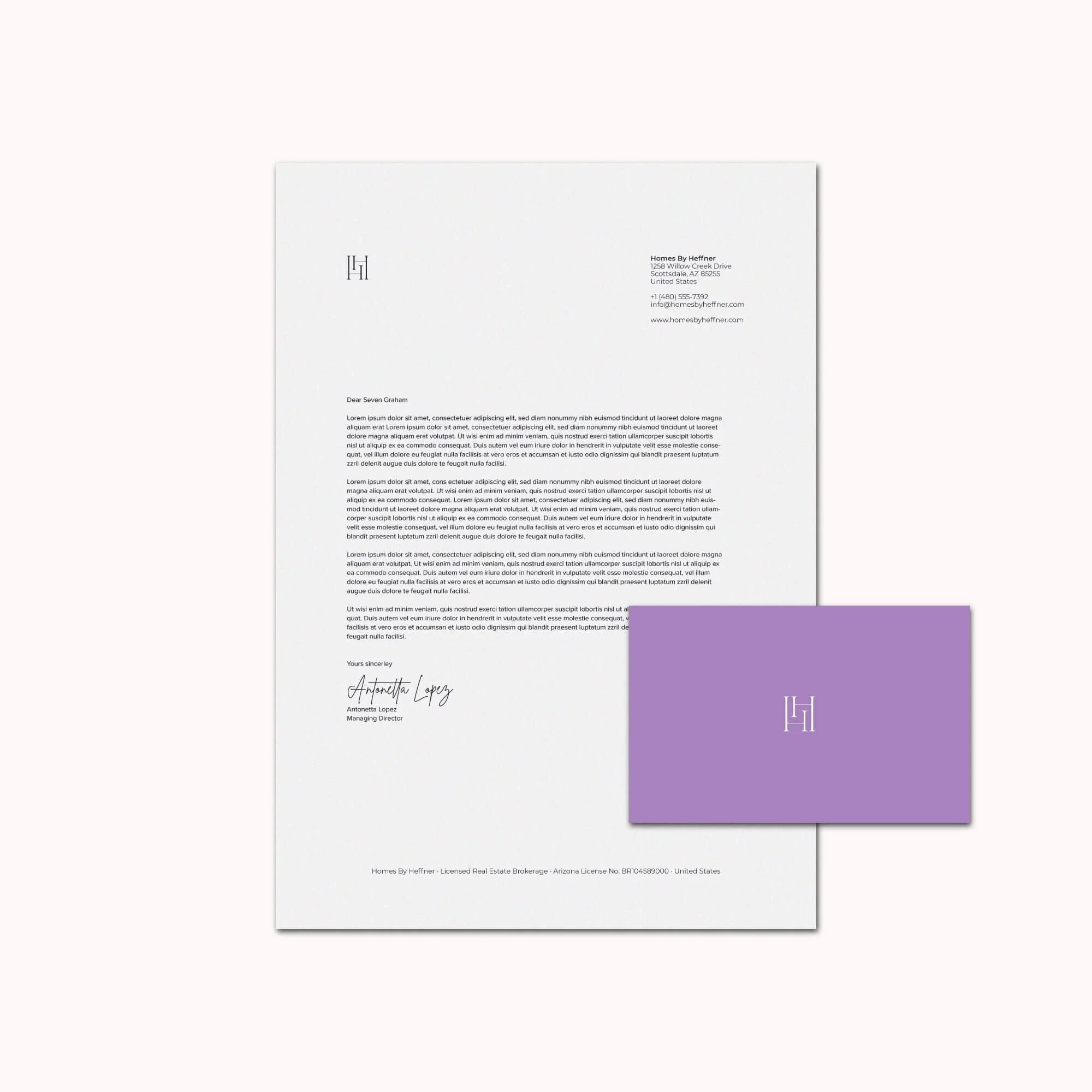 Homes By Heffner real estate stationery design