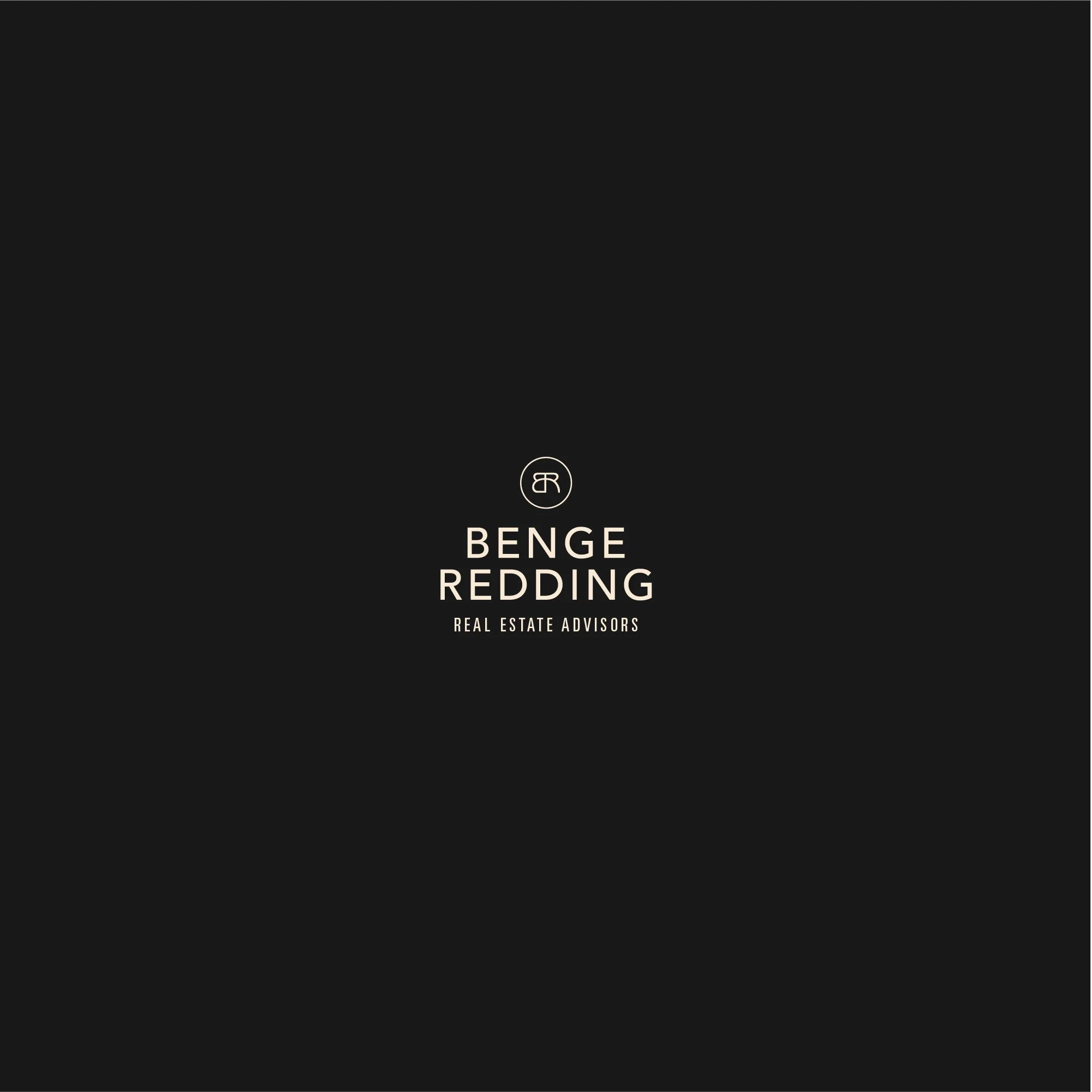 Benge Redding luxury real estate brand identity featuring the primary logo and refined black, red and neutral visual system.