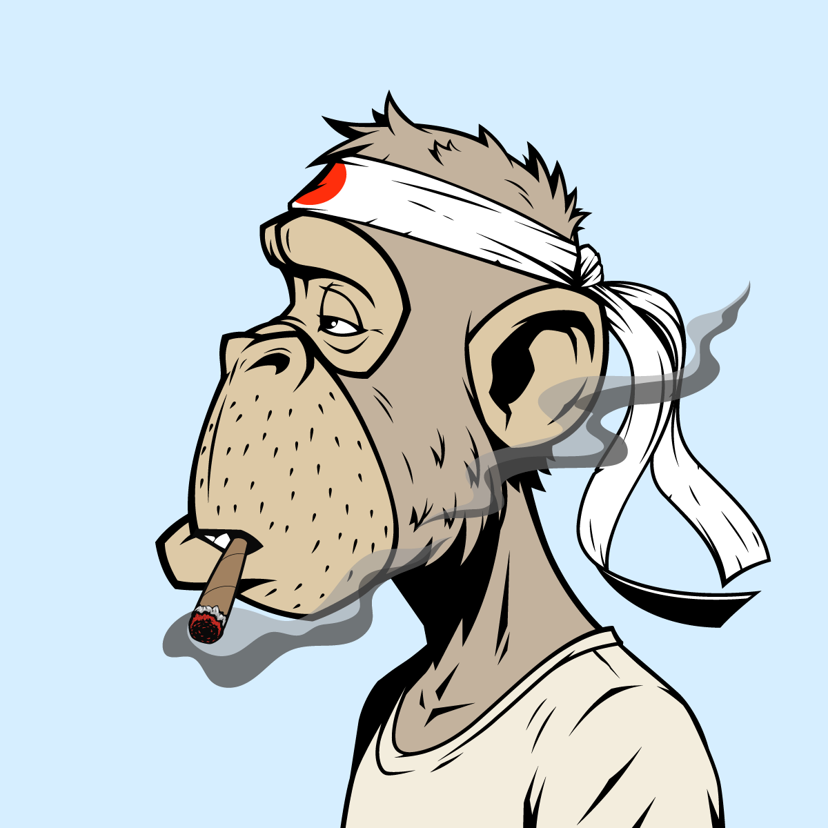 Custom monkey character illustration with a headband and expressive personality, designed as a playful mascot-style brand asset.