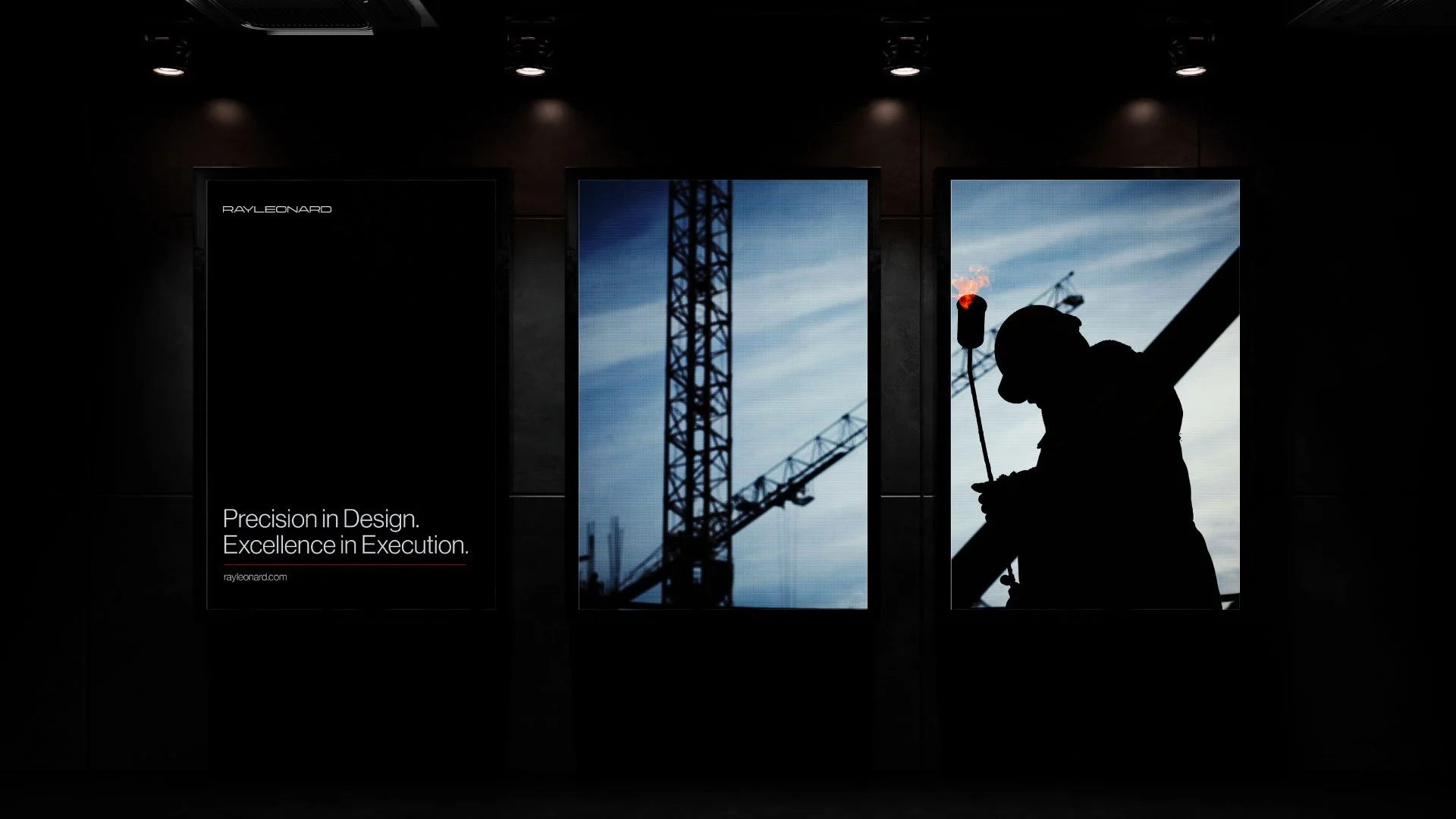 designed set of three screens mockup for rayleonard construction brand