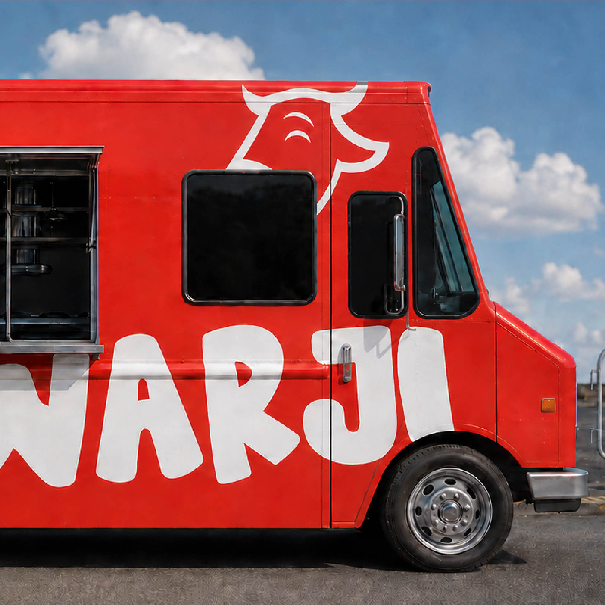 right side of fast food truck mockup