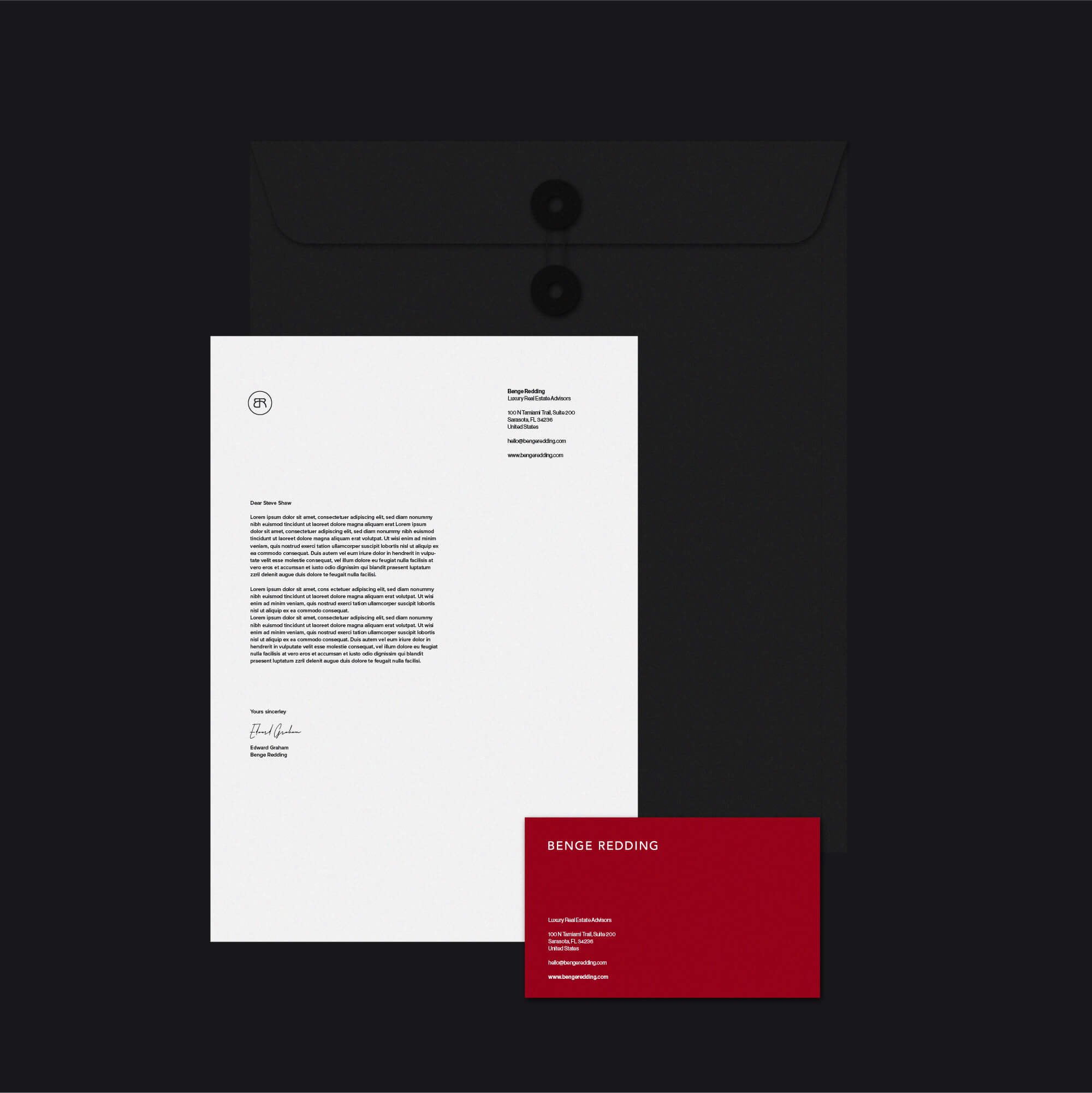 Benge Redding Sarasota realtor stationery design