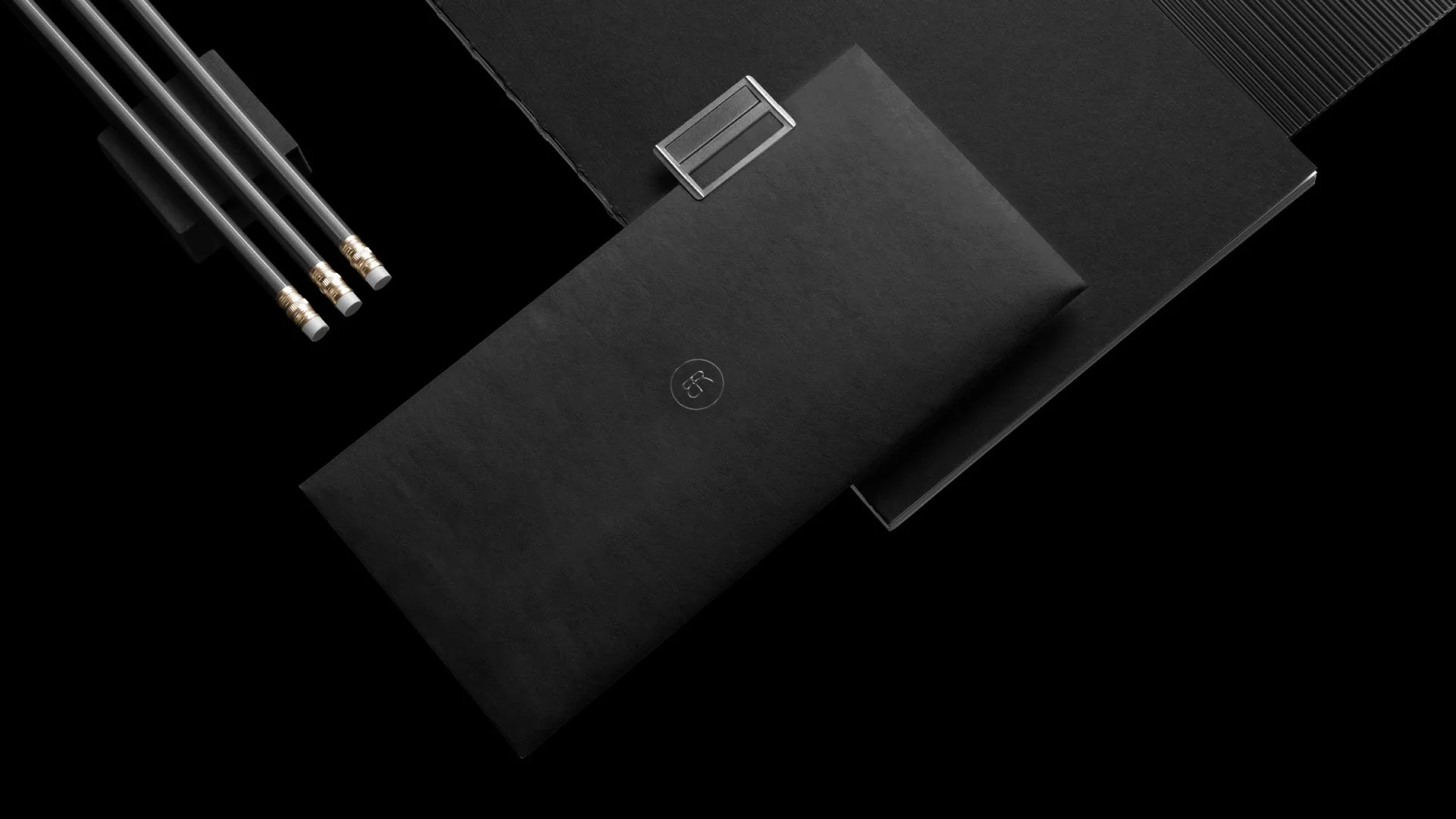 mockup preview of benge redding envelope with embossed monogram logo design