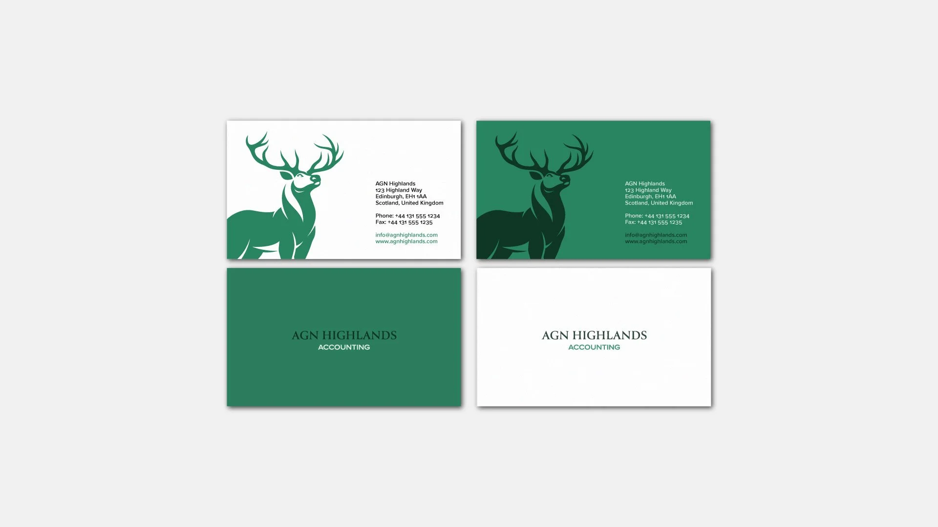 set of business cards for agn highlands