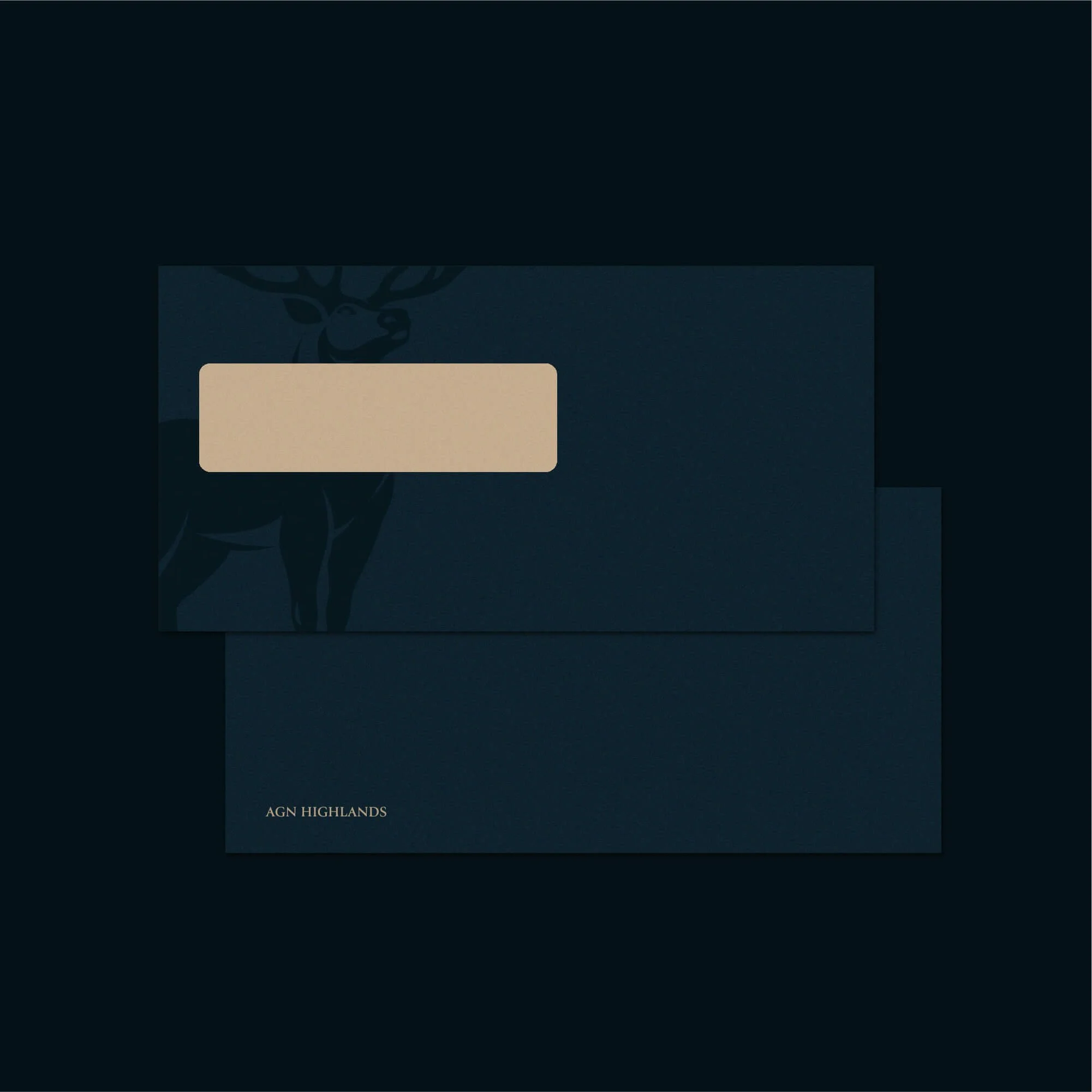 envelope design for accountancy brand agn highlands