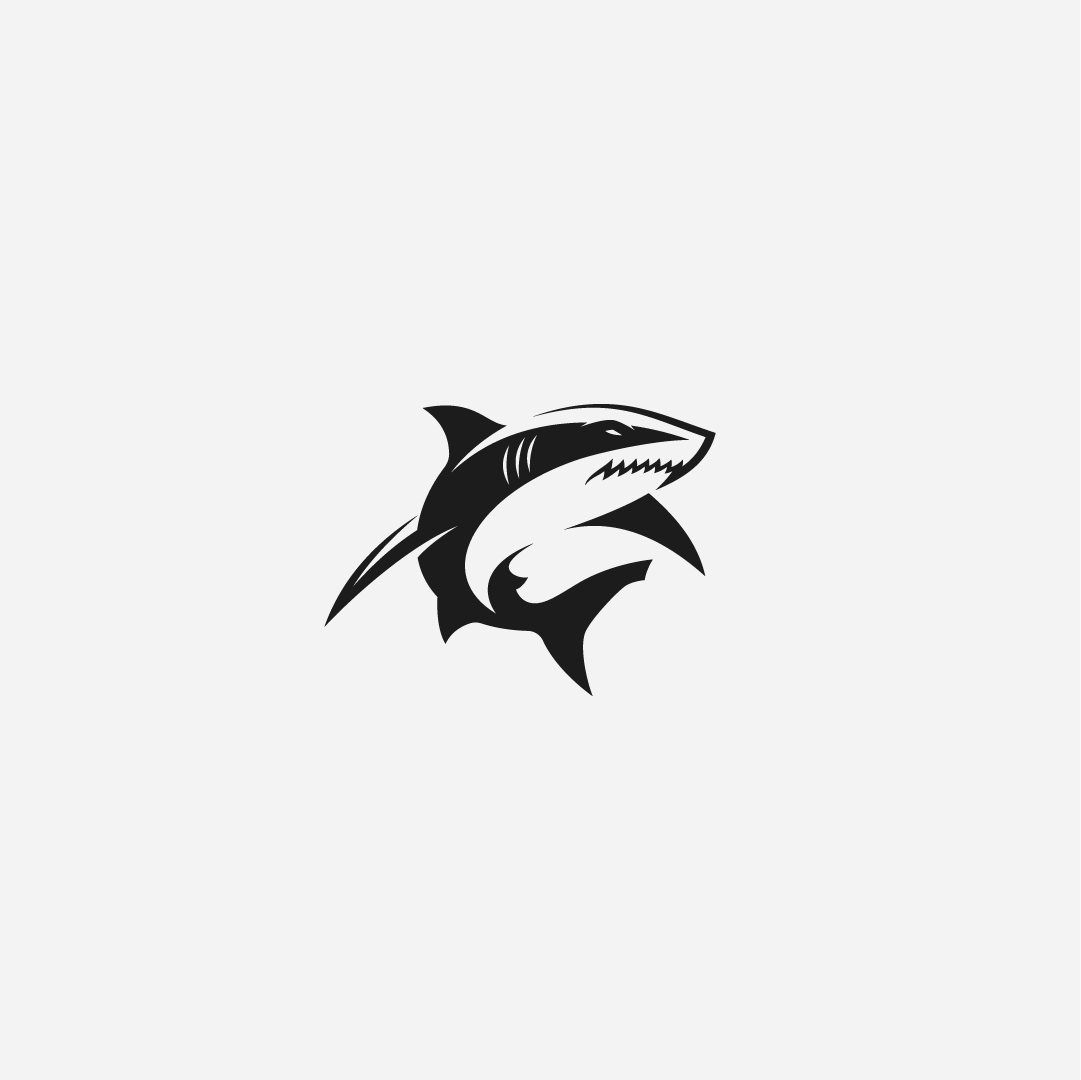 Custom shark logo mark designed as a bold  brand symbol