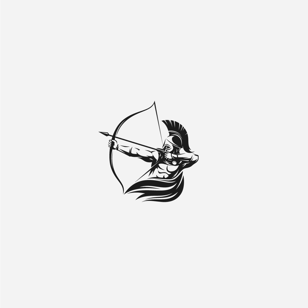 Custom spartan archer mark designed as a bold brand symbol