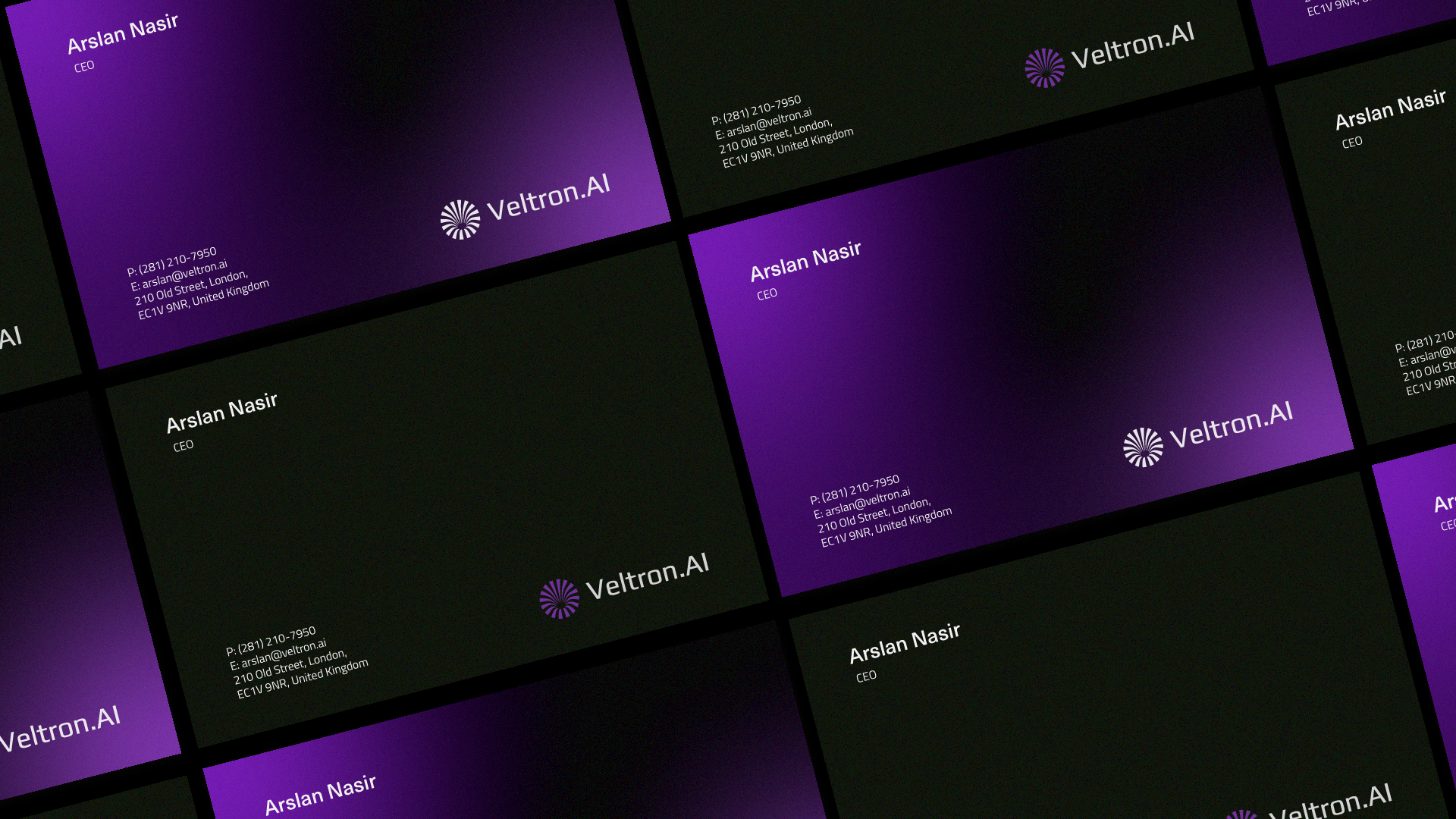 Image of sleek business cards designed for a client