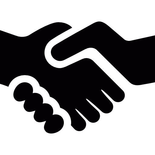 A black silhouette of a handshake.