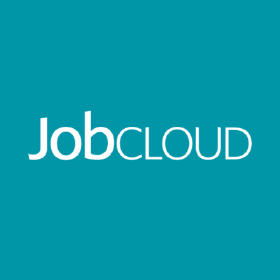 JobCloud logo with teal background and white text