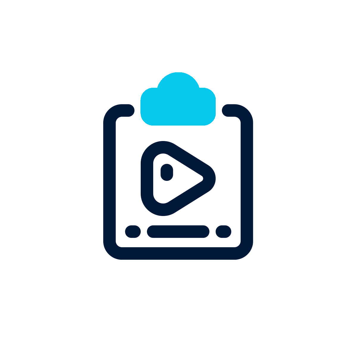 Smartphone with cloud and play button icons, indicating cloud-based video streaming or media playback.