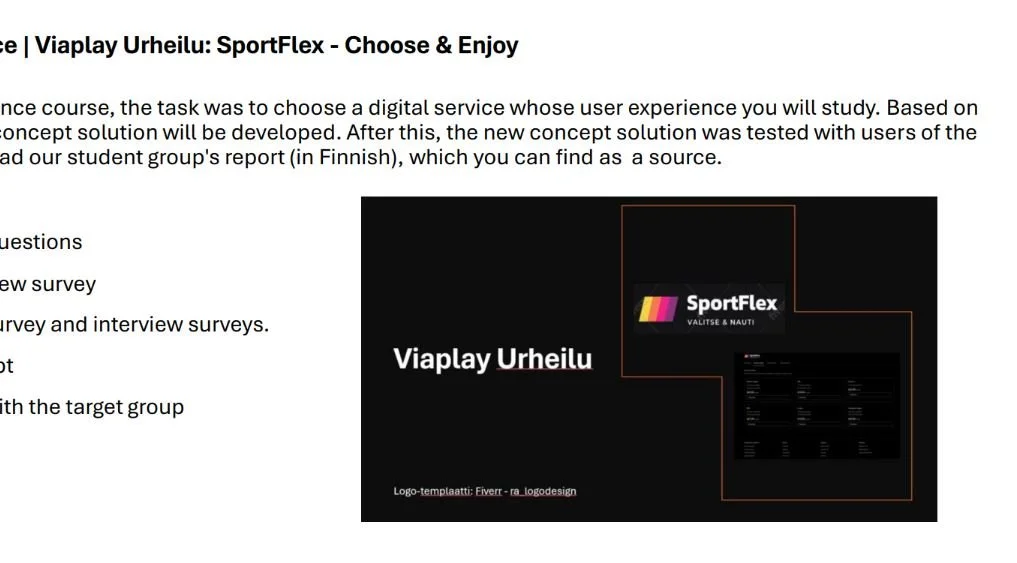 Snippet of Jyri's portfolio cover from Viaplay-case