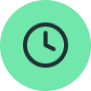 Symbol einer Uhr in einem grünen Kreis