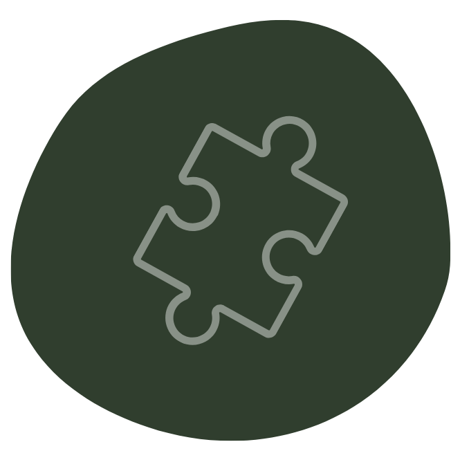 Outline of a puzzle piece on a dark green background