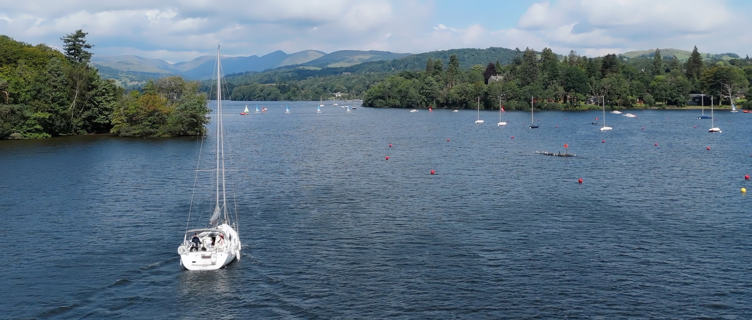 Aerial drone shot of Lake Windermere