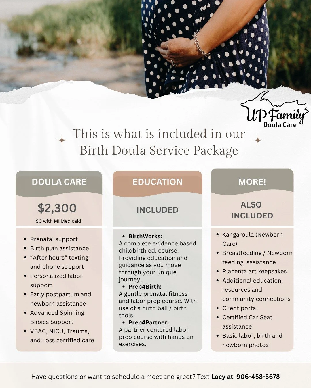 Each piece comes together to support you as a whole, helping you move through this experience feeling informed, prepared, and empowered. Alongside education and hands-on care, this work is rooted in emotional support, presence, and truly being seen a