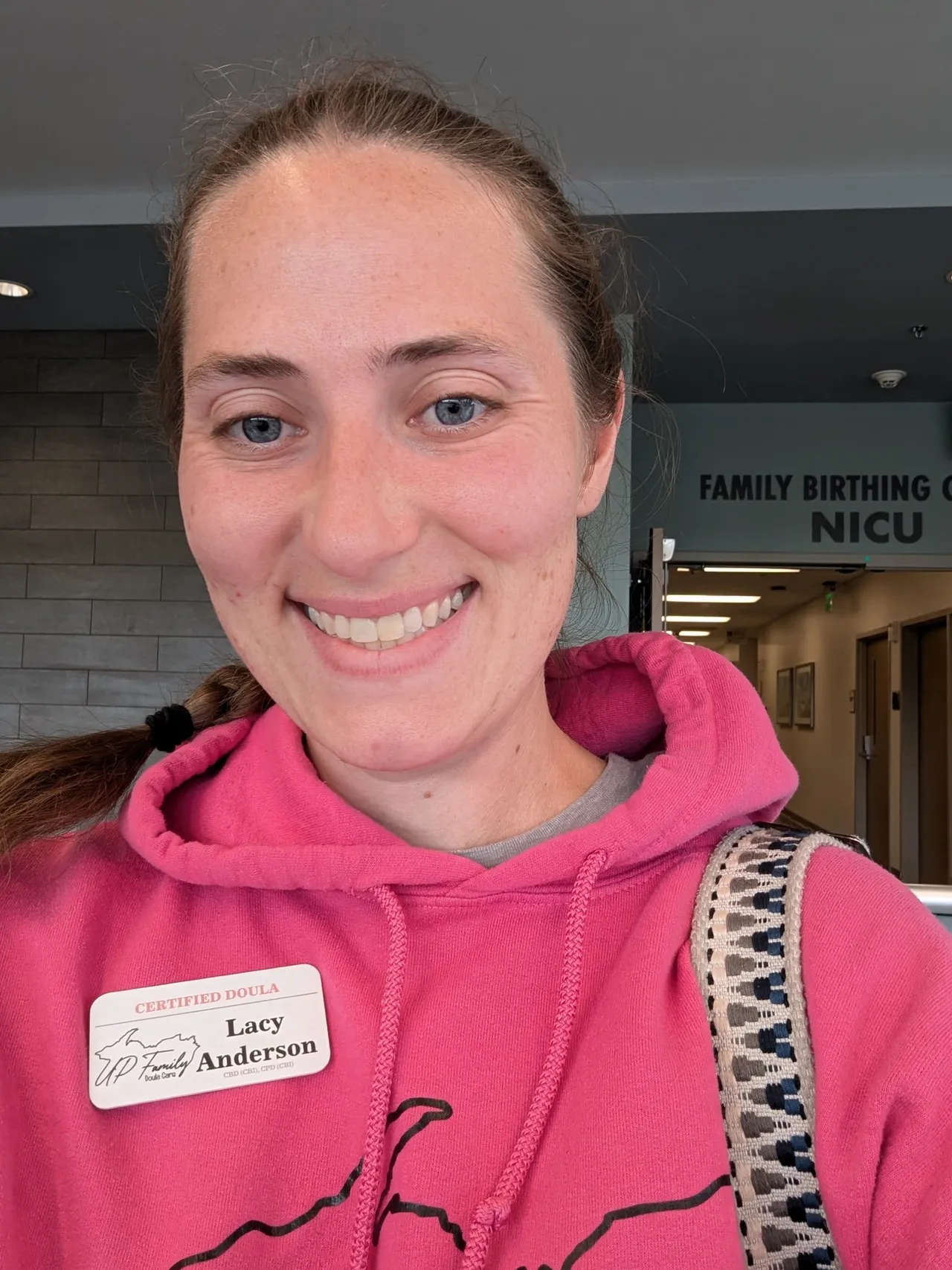 Certified Birth Doula, Lacy Anderson, leaving labor and delivery wing at UP Health System Marquette.