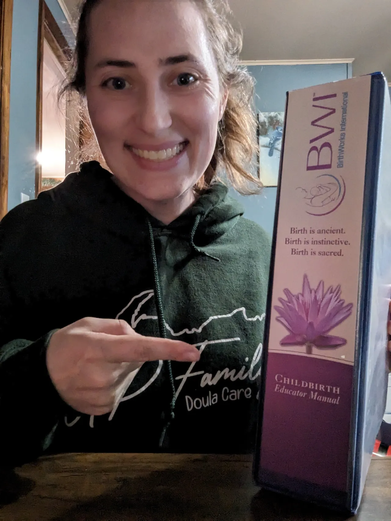 Childbirth educator Lacy Anderson sharing the BirthWorks International educator manual.