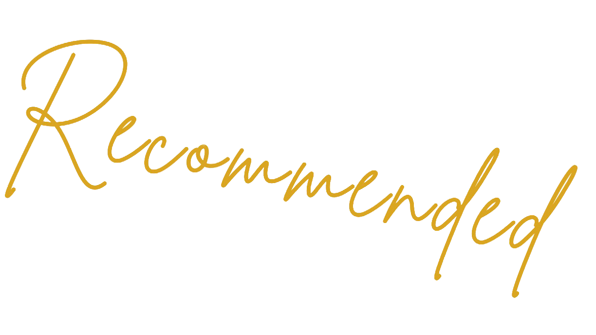 ゴールドの筆記体で「Recommended」と書かれたデザイン