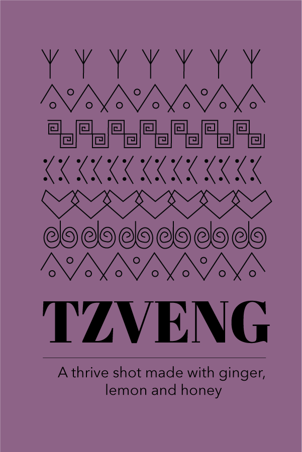 Tzveng label in purple color.