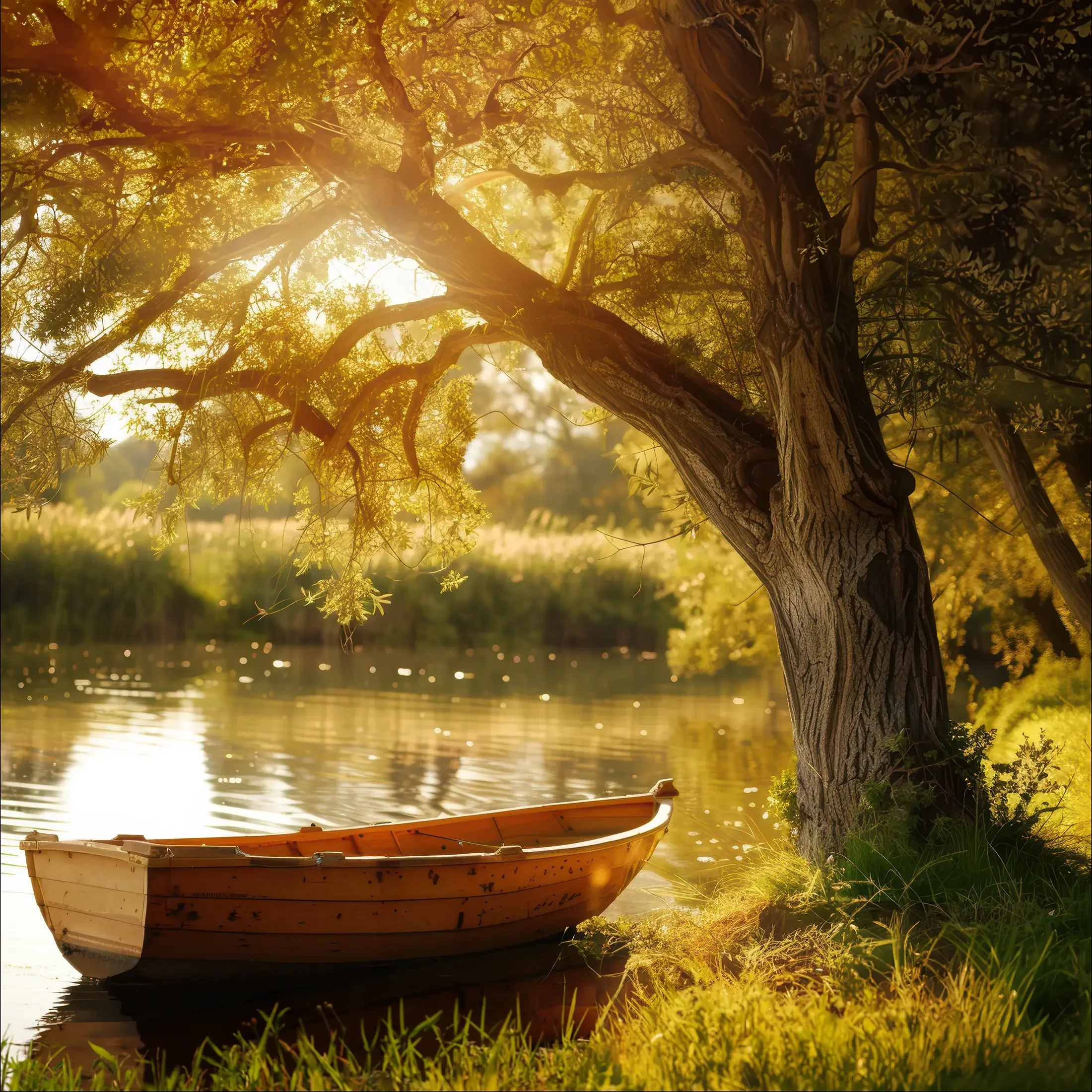 golden-sunset-rowboat-photoshop-digital-art.webp