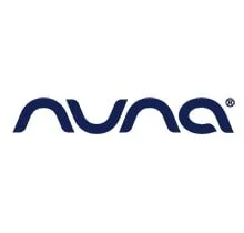 Logo de la marque NUNA en bleu foncé sur fond blanc.