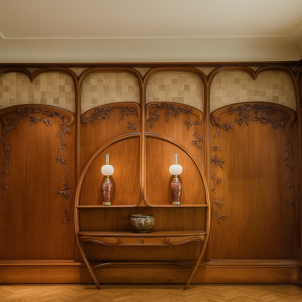 Elevation of an Art Nouveau interior by Alexandre Charpentier, Musée d’Orsay –formal concept.