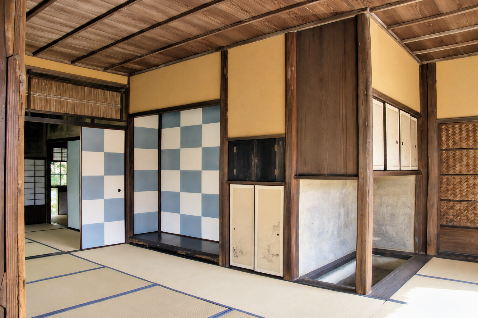 An interior of a 17th century Japanese villa
