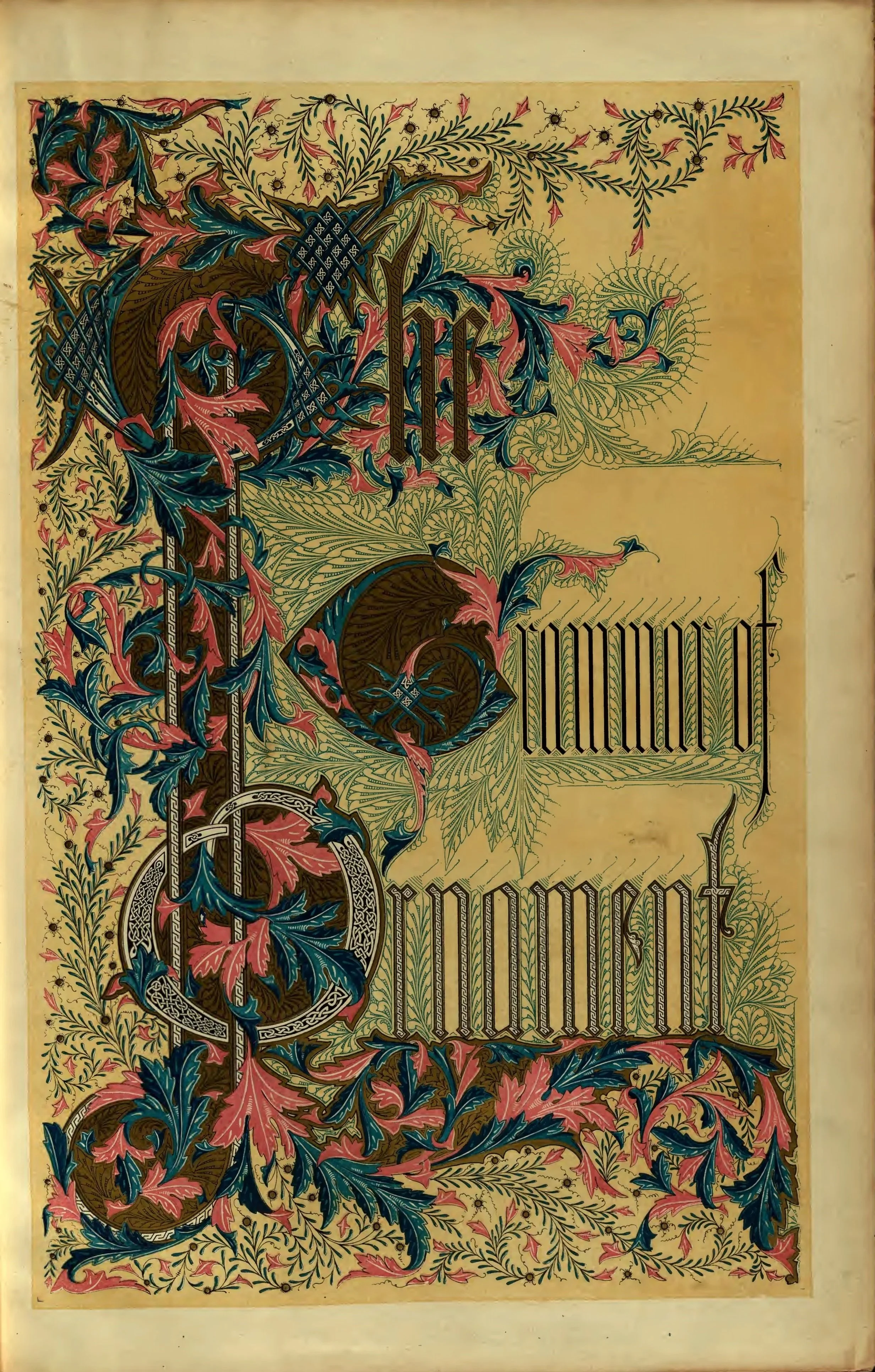 The Grammar of Ornament. Title Page, witih  elaborate initial letters and caligraphy