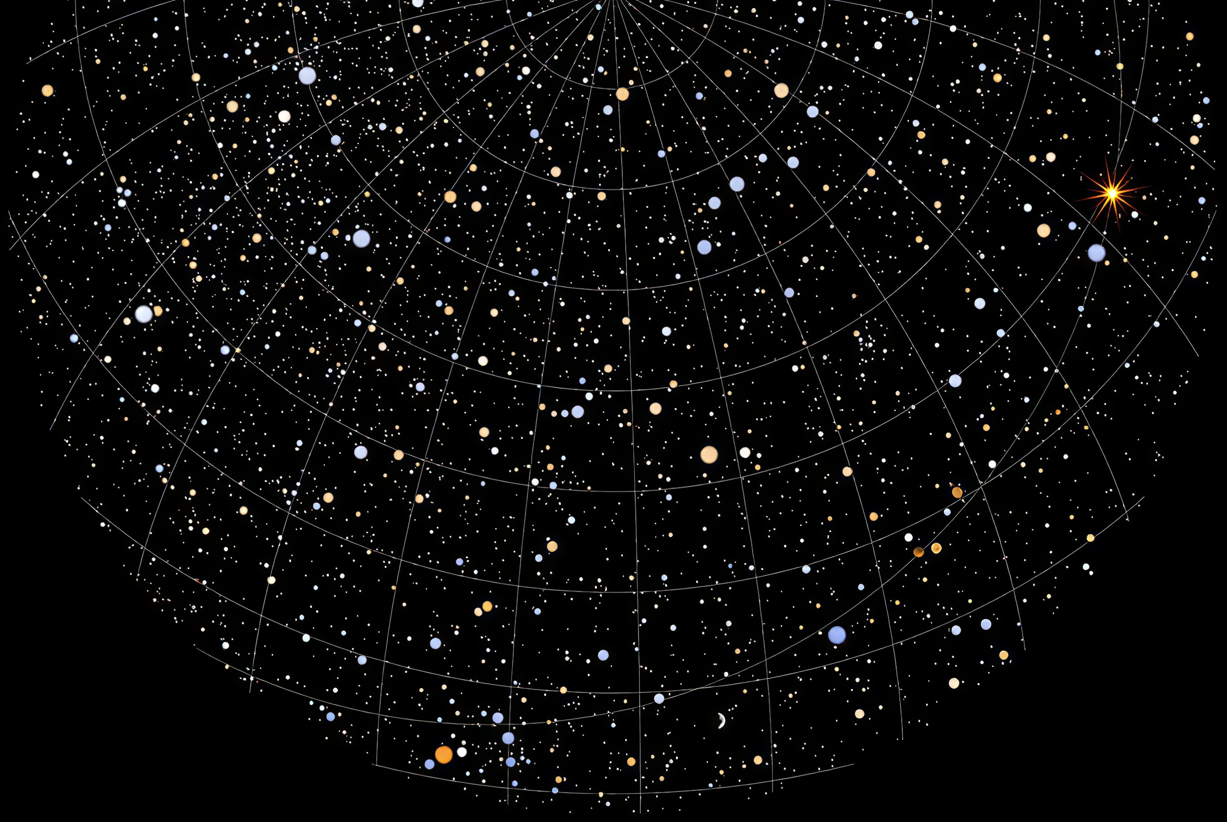 An AI-generated schematic map of the stars