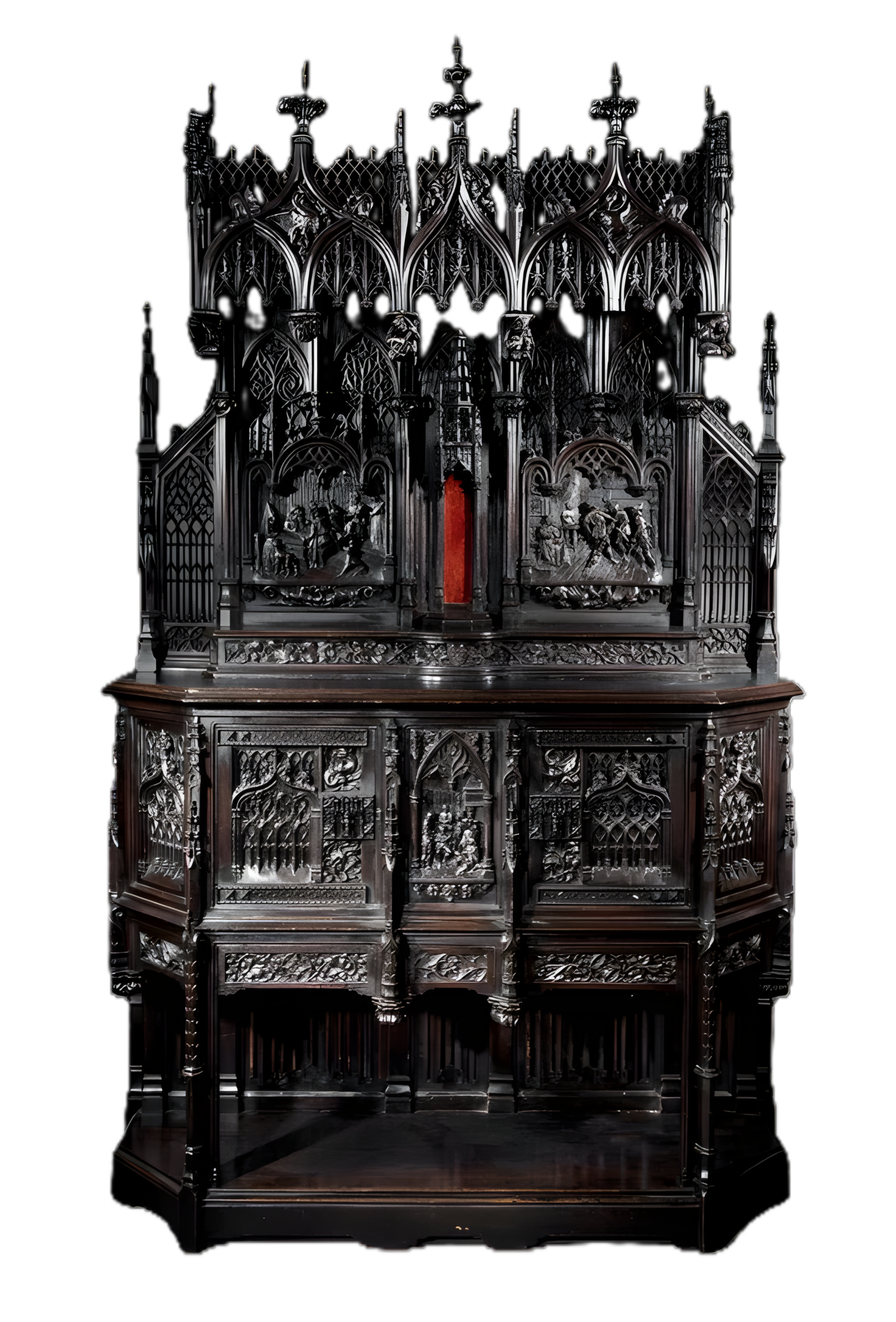 Highly ornamented French Gothic Revival dressoir illustrating how ornament often overwhelmed form