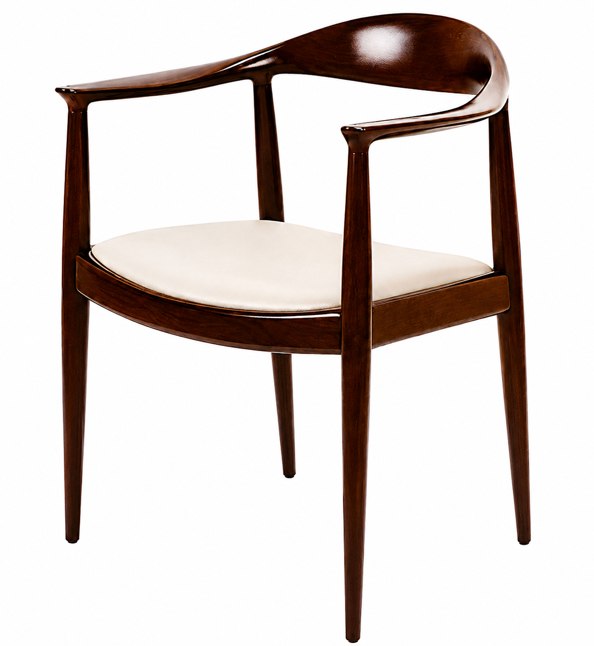 the famous Hans Wegner chair, minimal, wood, elements shaped in a sleek organic fashion