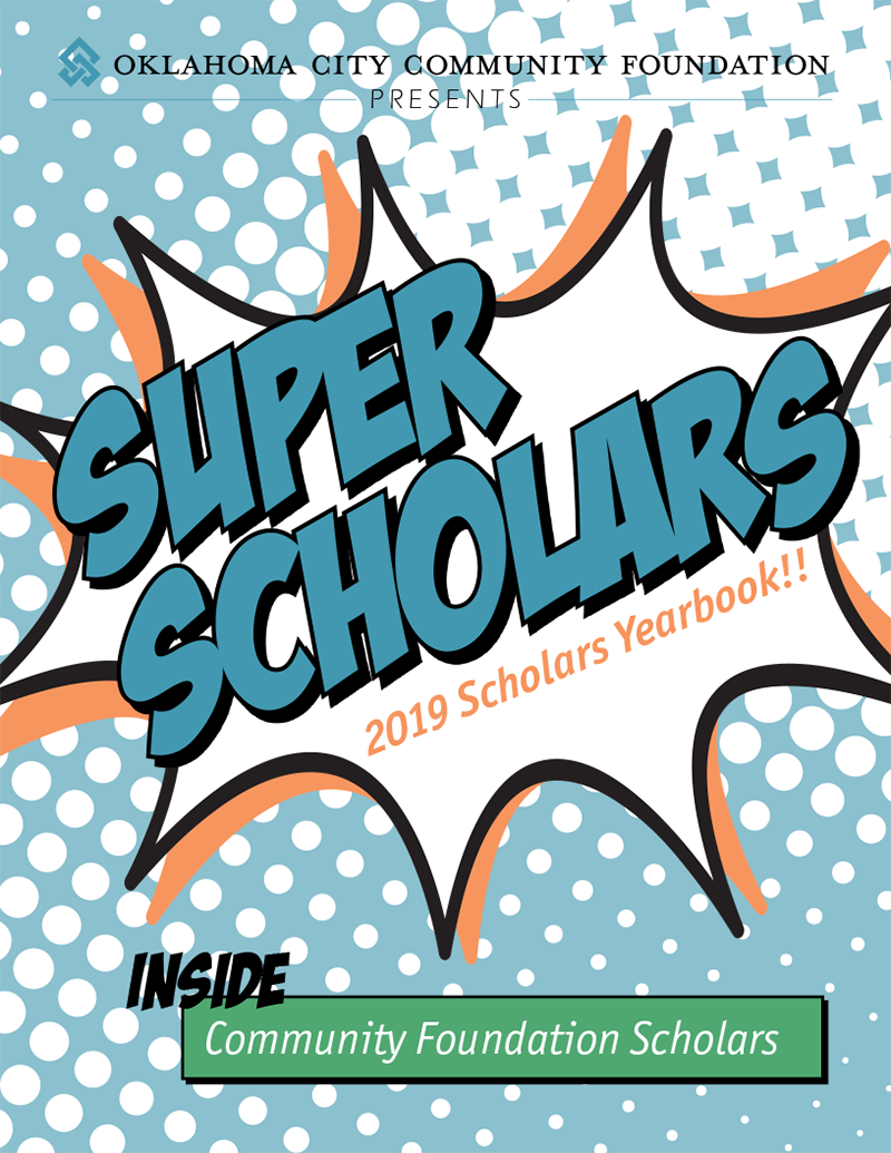 Yeardbook cover with bombastic type reading Super Scholars