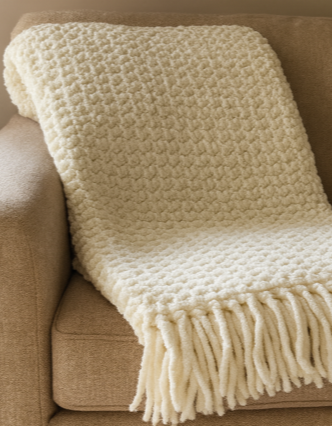 White Crochet Handmade Soft Blanket