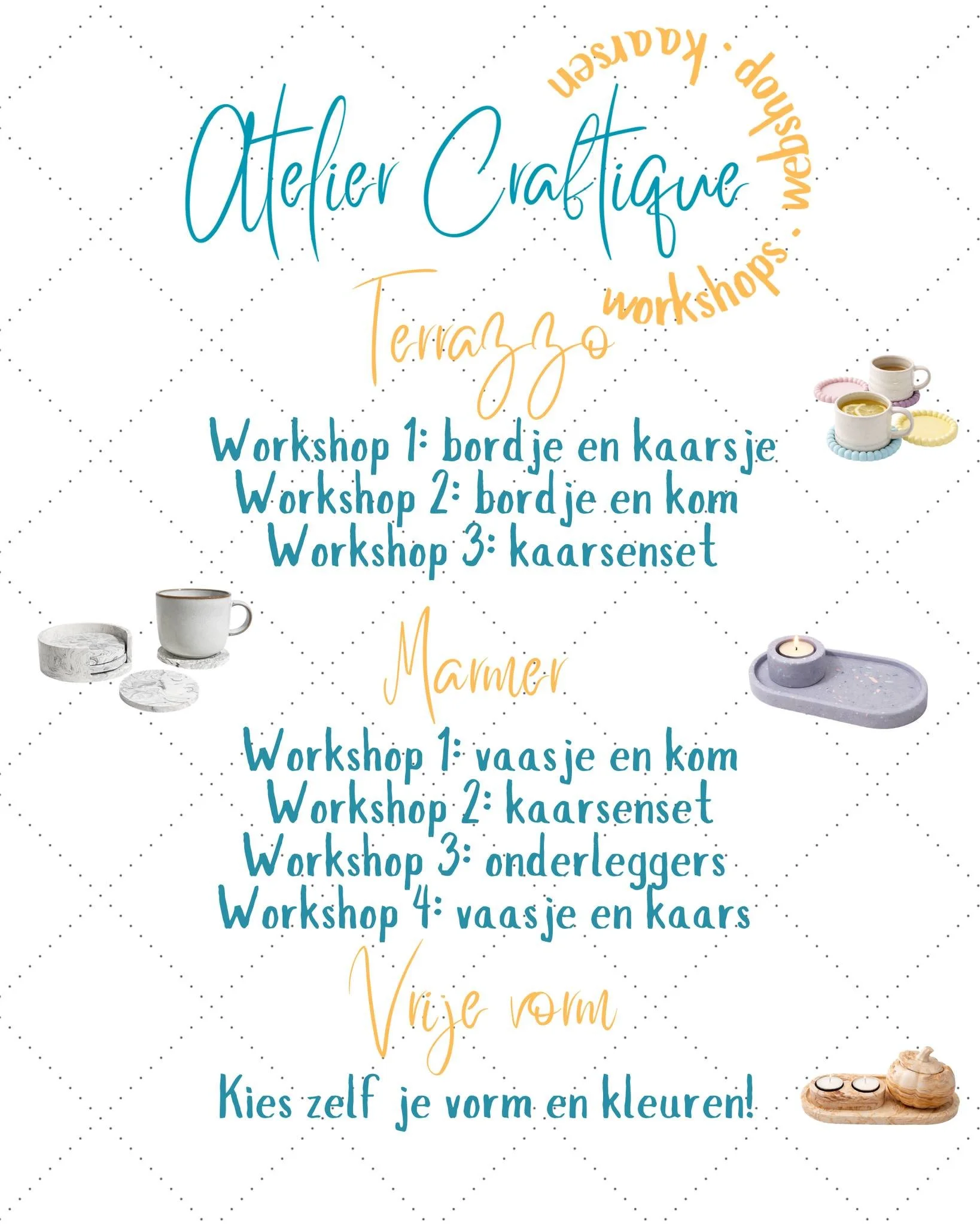 Boek jezelf een Workshop at home bij Atelier Craftique!
Perfect voor een gezellige avond met vriendinnen, een vrijgezellenfeest of gewoon&hellip; omdat het leuk is. 🎨
Ik breng alles mee, jullie gaan naar huis met iets moois.
👉 Boek nu: www.atelierc