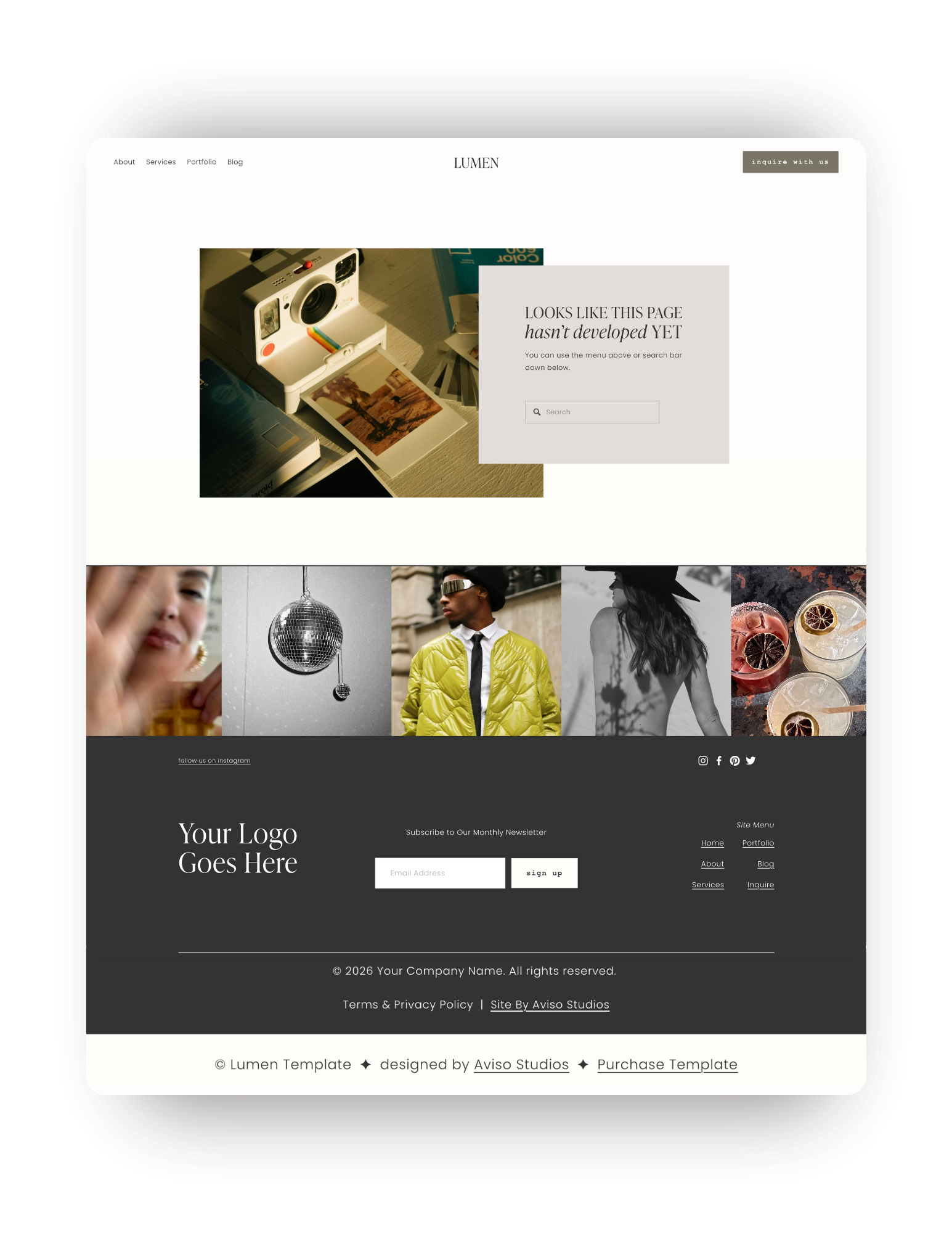 Custom 404 page for health and wellness squarespace template