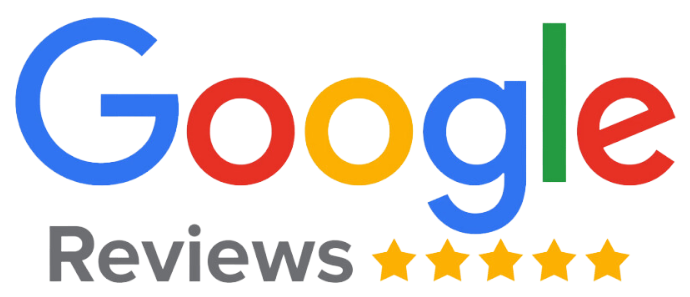 Google Reviews logo with five yellow stars beneath the word Reviews.