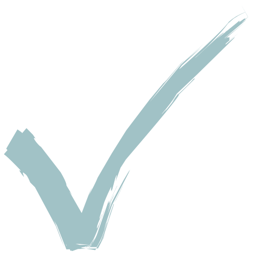 A large blue check mark against a black background.