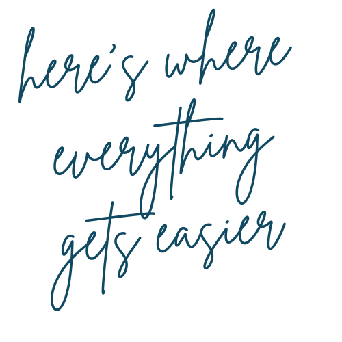 blue script font that says here's where everything gets easier for website design