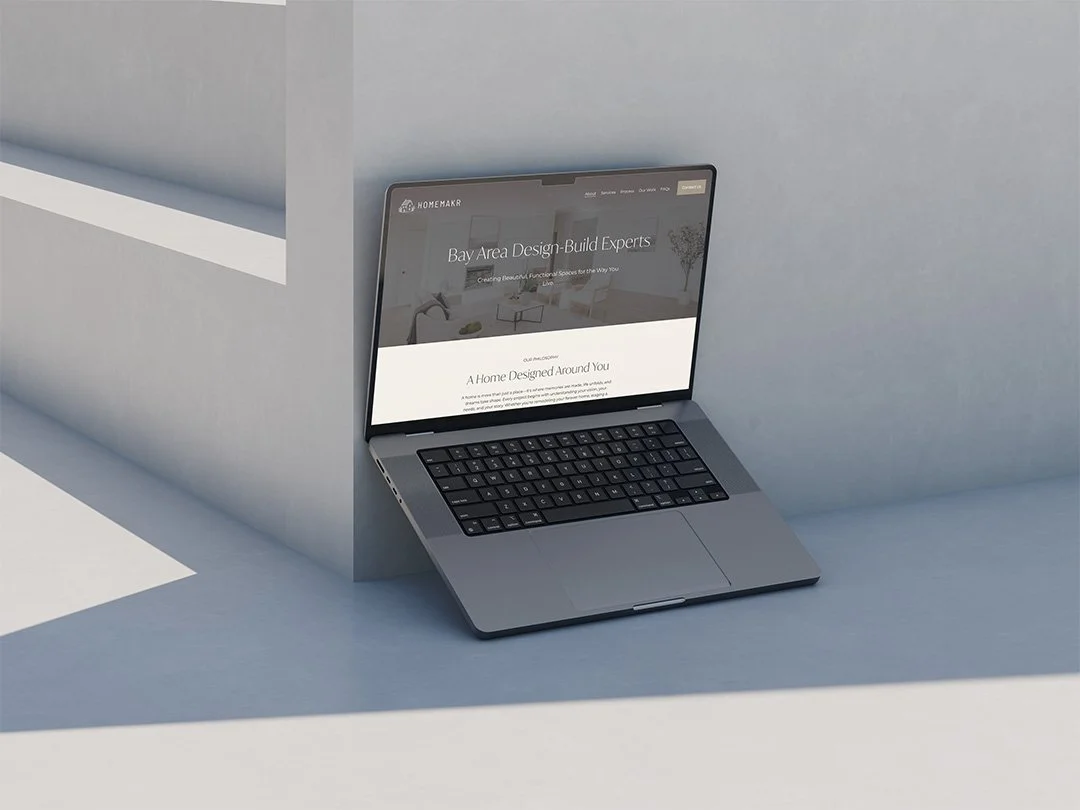 Laptop mockup displaying a custom website design for a Silicon Valley design-build contractor and construction firm.