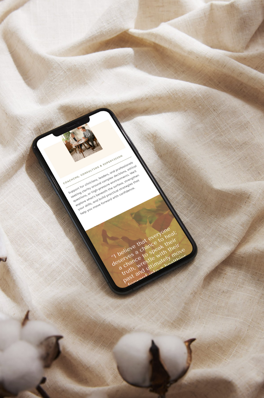 Mobile view of a health and wellness website design focused on clear user experience, trust-building layout, and intuitive navigation.
