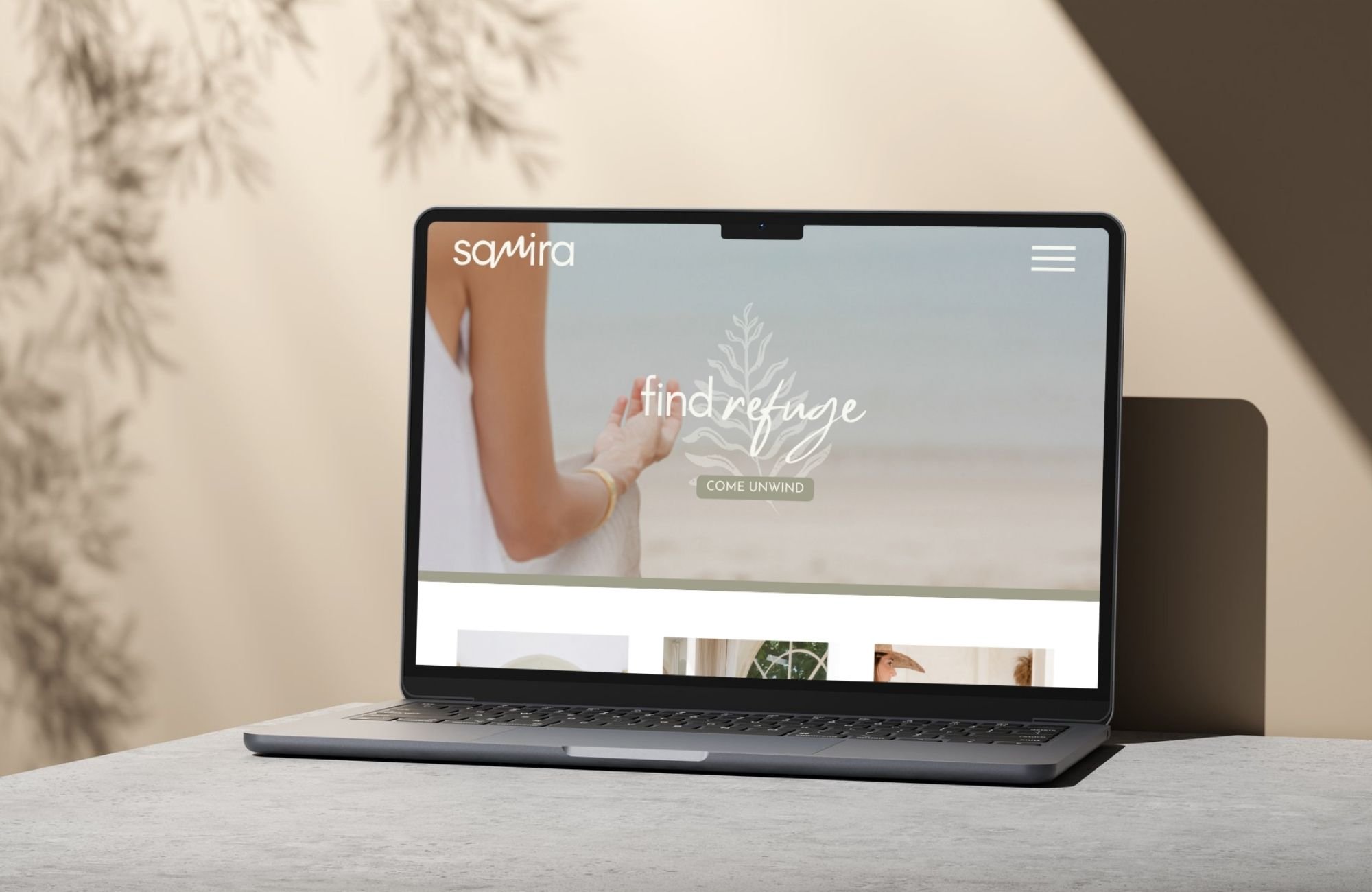 Custom website design for a luxury wellness retreat, resort and hotel featuring soothing visuals and a refined interface.