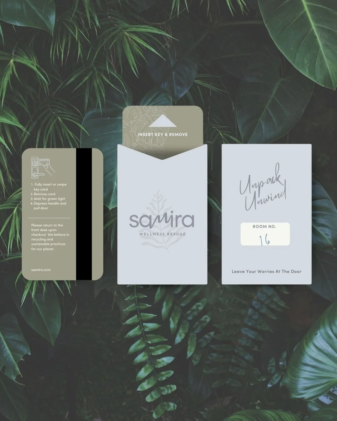 Key card and holder design for high end resort hotel rooms.