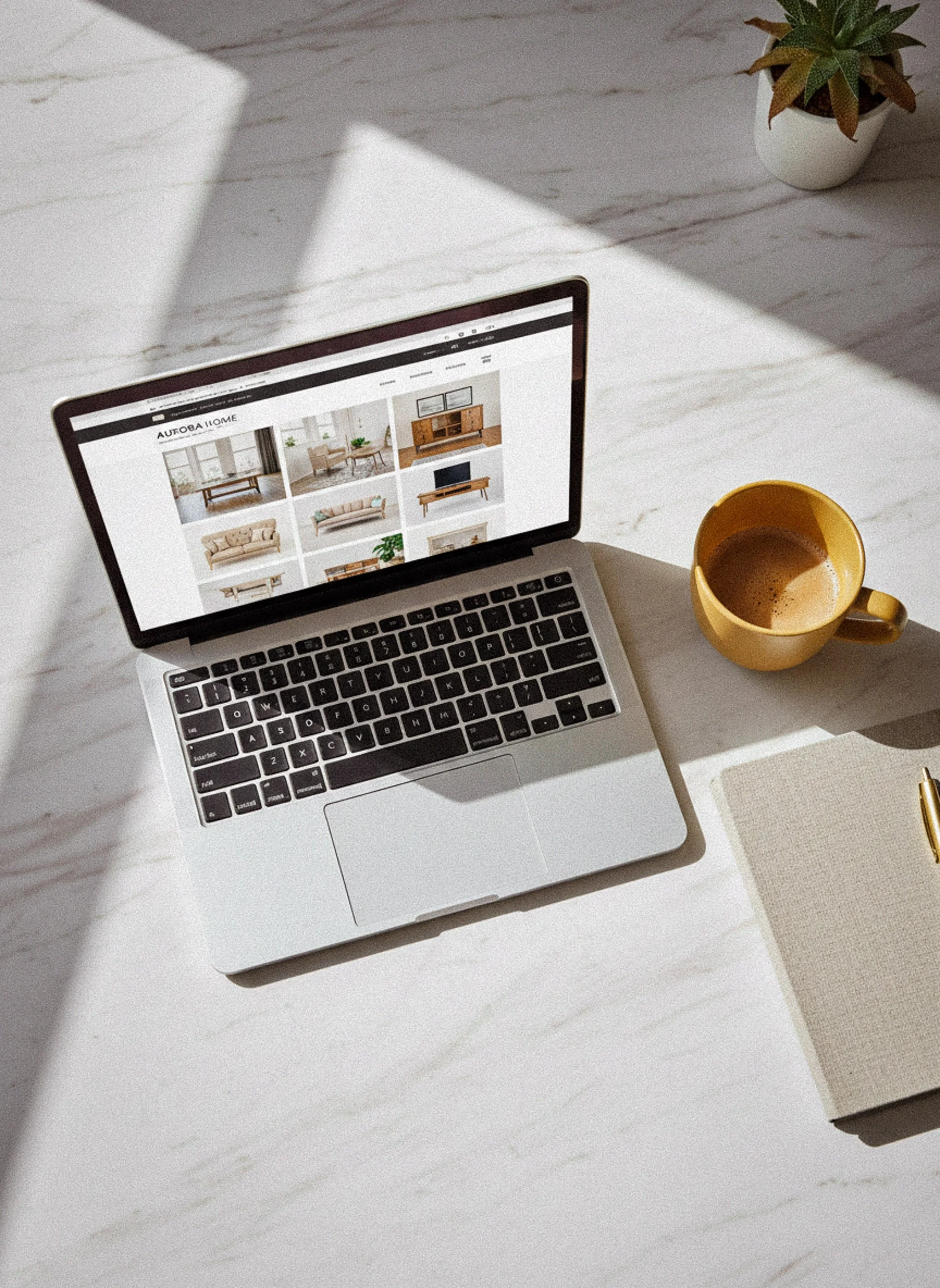 Custom website design mockup shown on a laptop workspace, created for small business clients by Aviso Studios in Santa Cruz, California.