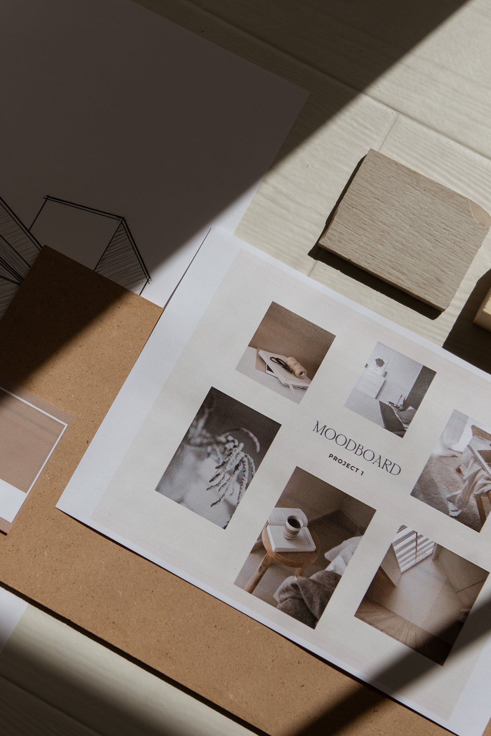 Mood board for an interior design brand identity design.