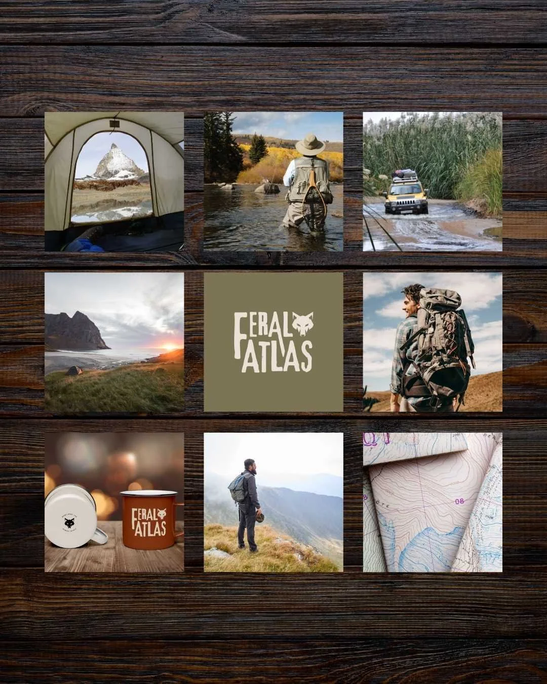 Example of imagery selection for an outdoor gear company brand identity development