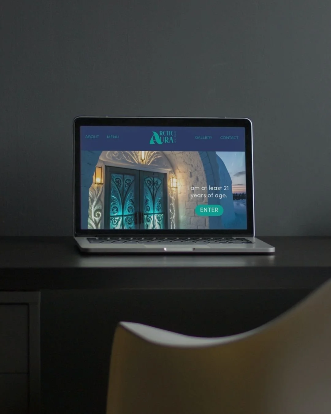 mockup of an ice bar website design