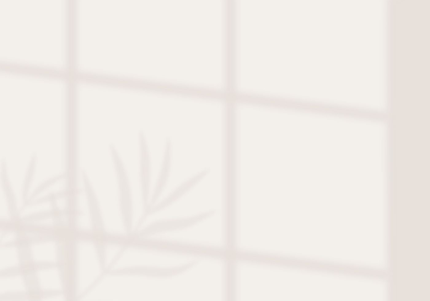 Frosted window with a plant shadow and grid pattern