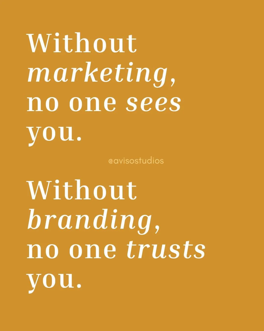 Read that again.
You can&rsquo;t build a sustainable business on visibility alone.

And you can&rsquo;t build trust without clarity, consistency, and connection.
⠀
Marketing = how people find you
(Think: content, emails, ads, SEO, visibility)
⠀
Brand